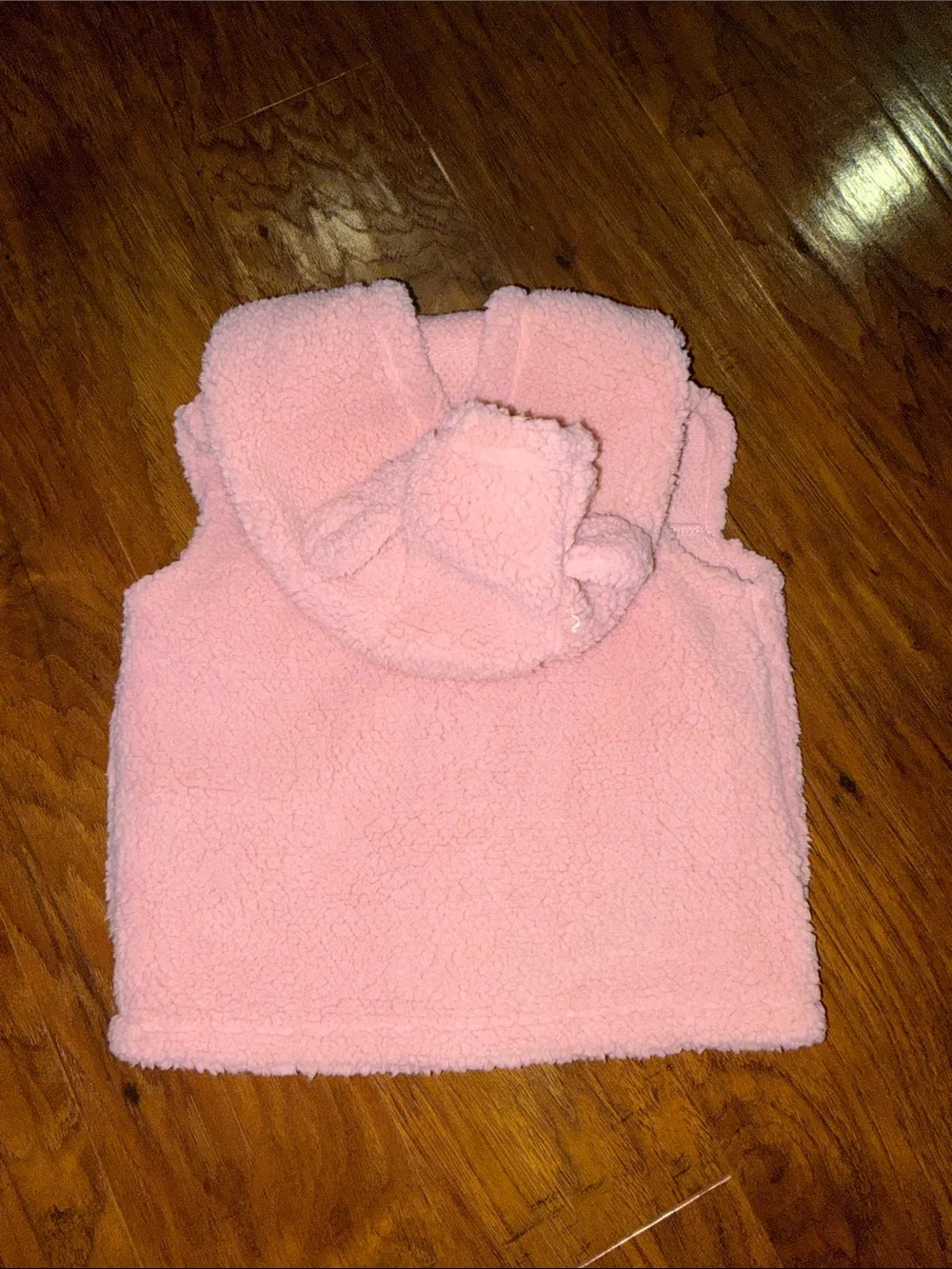 Carter's Pink Sherpa Hooded Vest and Striped Leggings 24 Months